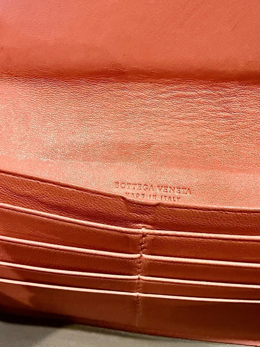 Bottega Veneta Woven Leather Clutch Wallet in Rust